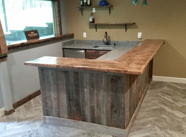 three sided bar with dishwasher. Basement Remodeling. Johnson County Remodeling.
