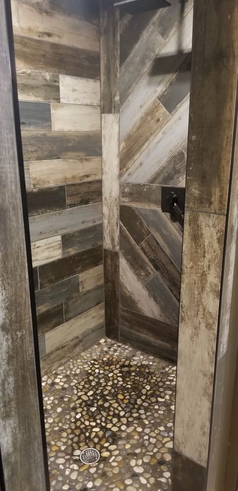 Natural Wood Shower. Bathroom Remodeling. Johnson County Remodeling.