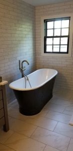 free standing black tub